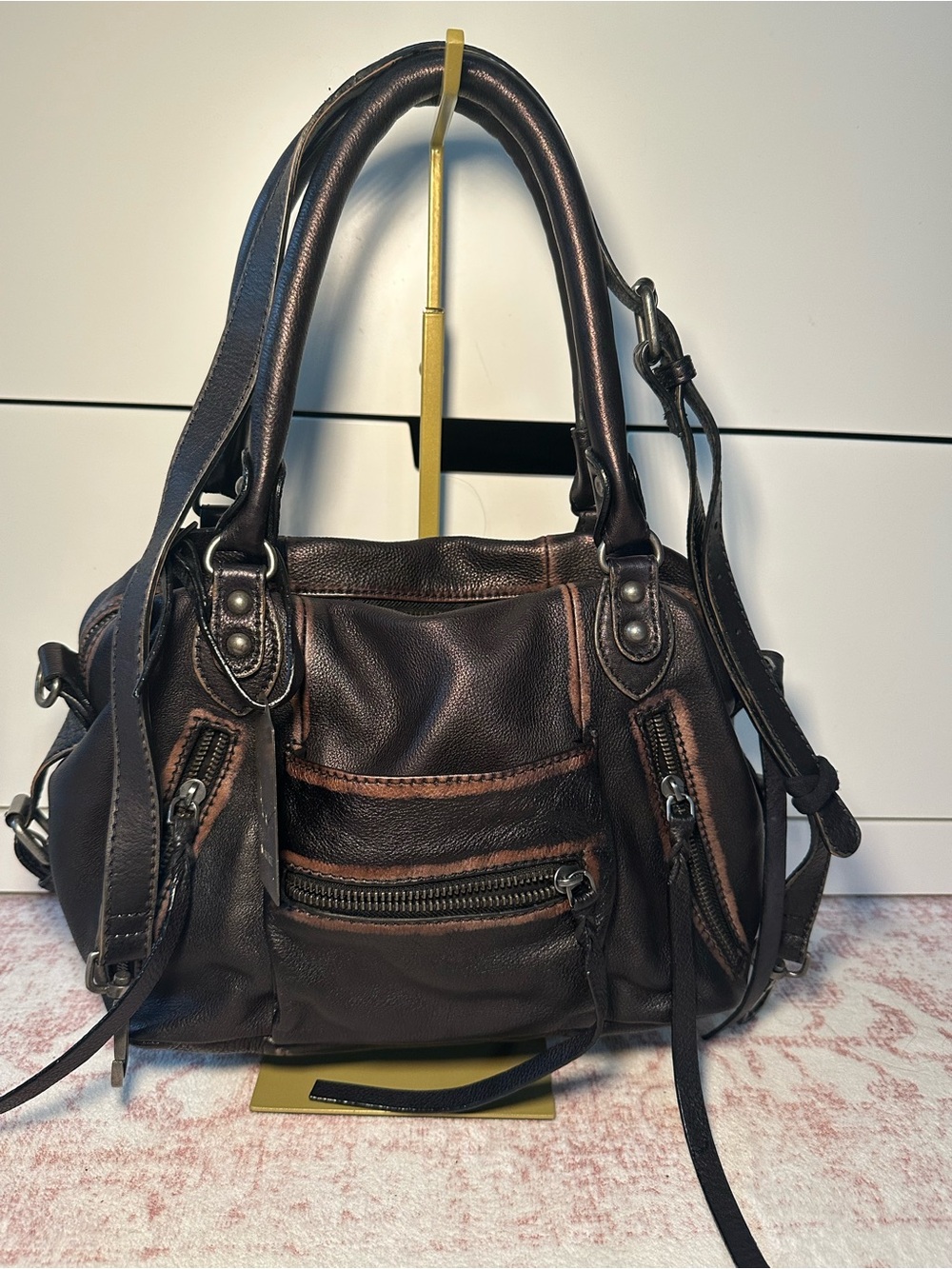 Free People Chocolate Brown Leather Shoulder Bag